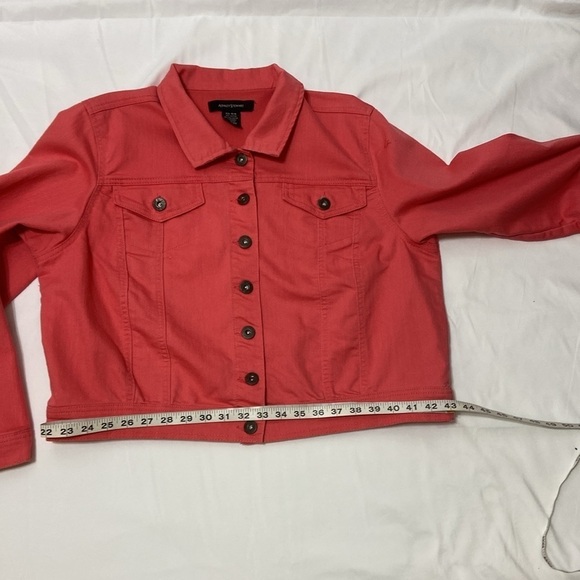 ASHLEY STEWART,WOMEN’S,FLAP POCKET,BUTTON UP FRONT,ORANGE,DENIM JACKET,SIZE-14 - Picture 5 of 12